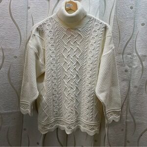 Fous de Vous vintage Cream Cable Knit Turtleneck Sweater